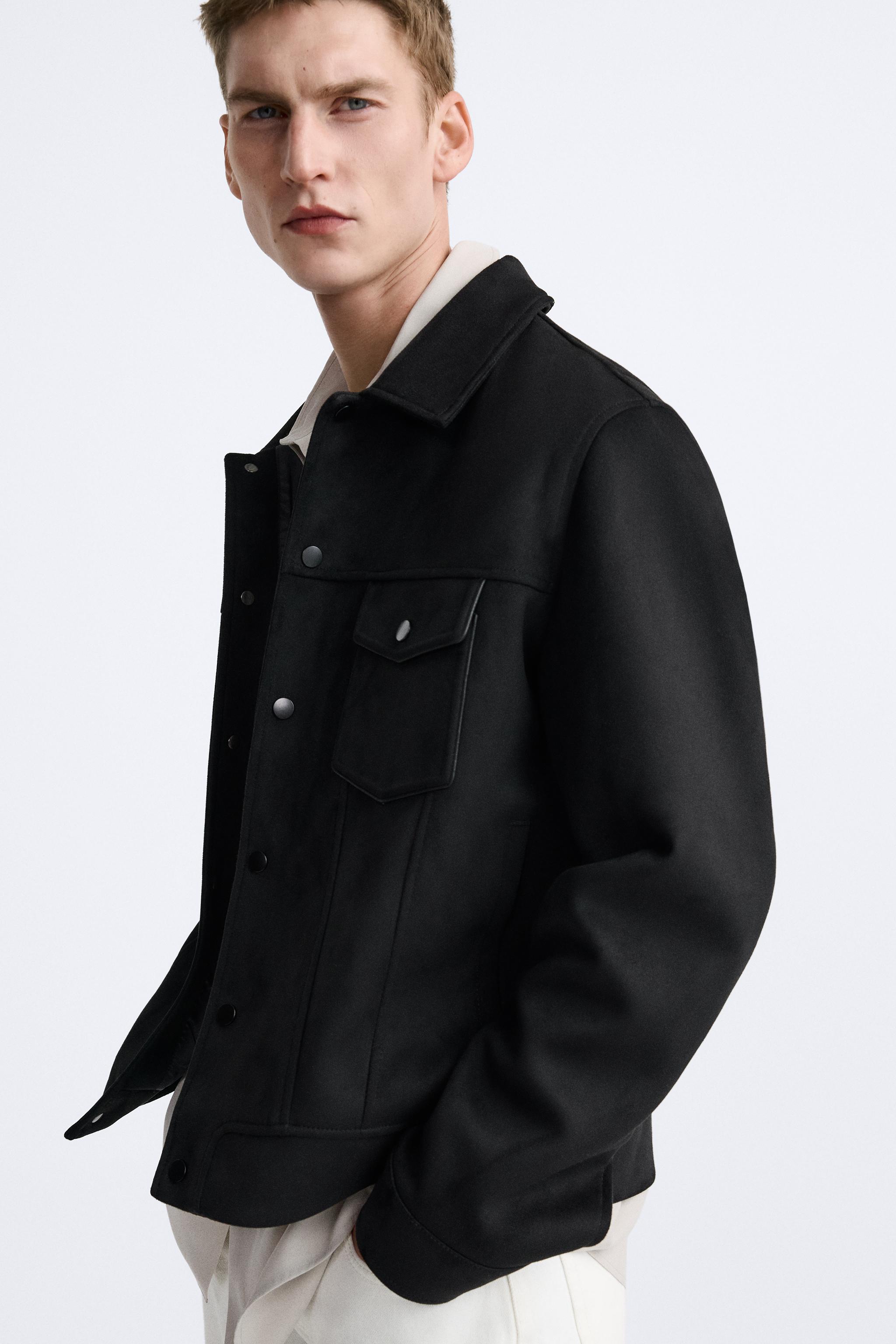 Zara black 2024 suede coat