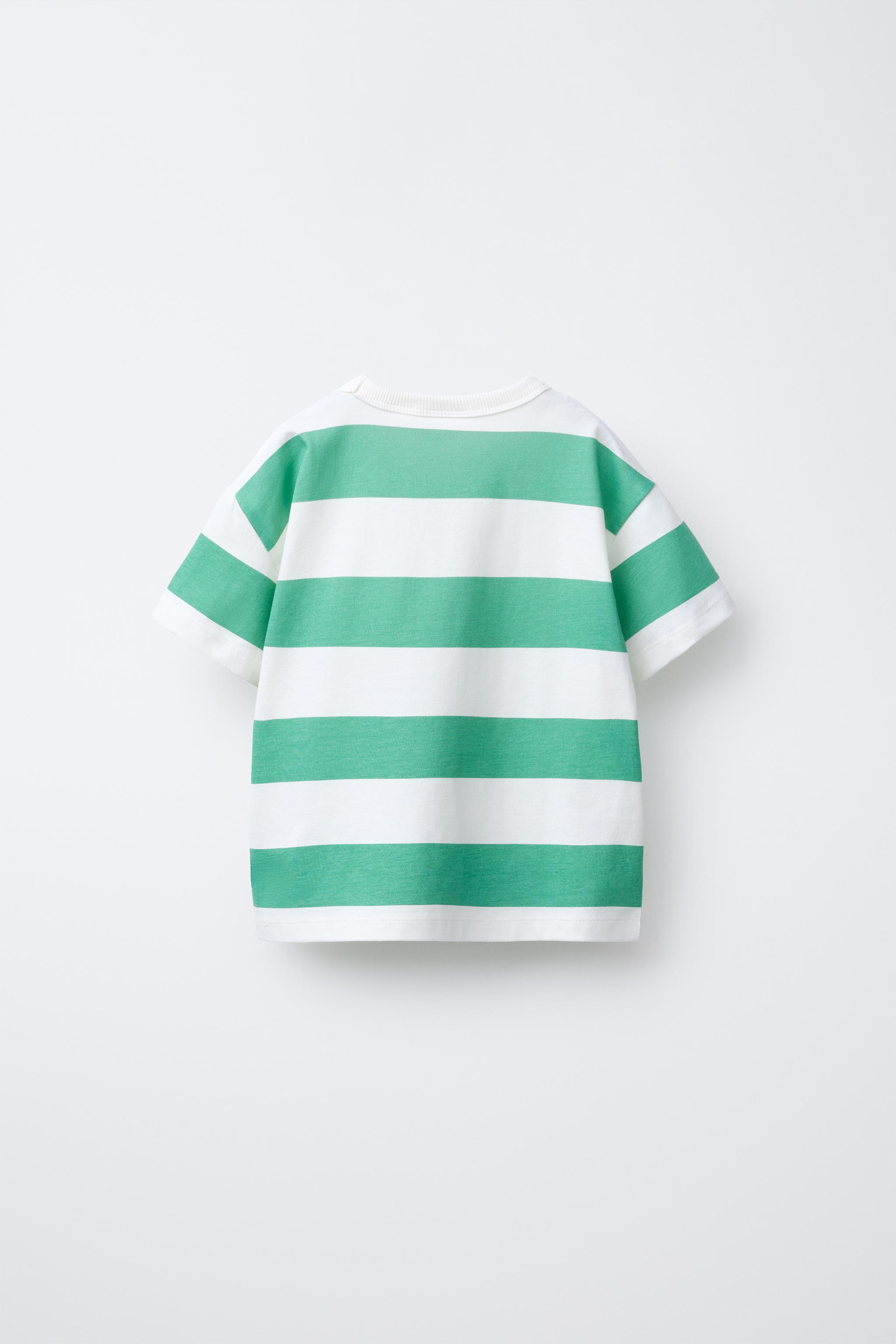 BASIC STRIPED T-SHIRT - Green | ZARA United States BASIC STRIPED T-SHIRT - Green | ZARA United States