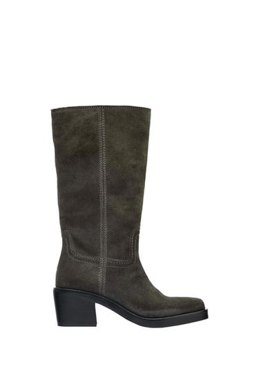 SPLIT SUEDE CONTRAST STITCH BOOTS