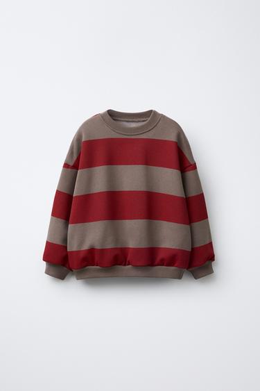 STRIPED SWEATSHIRT - Maroon Grey by Zara