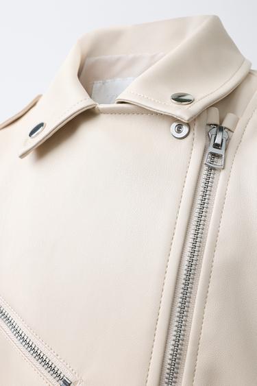 FAUX LEATHER JACKET - Ecru by Zara - Image 4