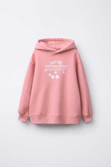 Zara TEXT PRINT SWEATSHIRT - Pink