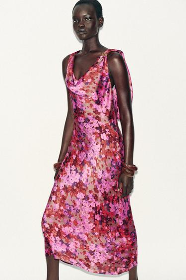 VESTIDO MIDI ESTMAPADO FLORES - Multicolor de Zara