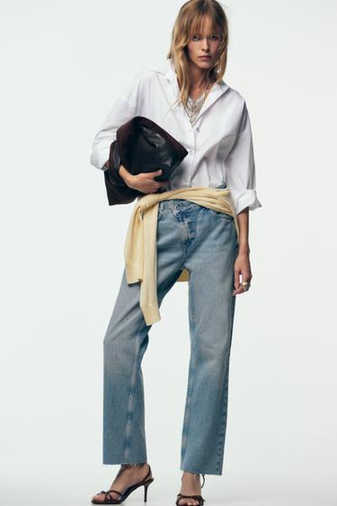 Zara Z.09 STRAIGHT ANKLE HIGH WAIST CROSSOVER WAIST JEANS - Indigo
