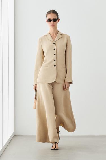 Zara Flowing buttoned blazer - Beige - Image 0