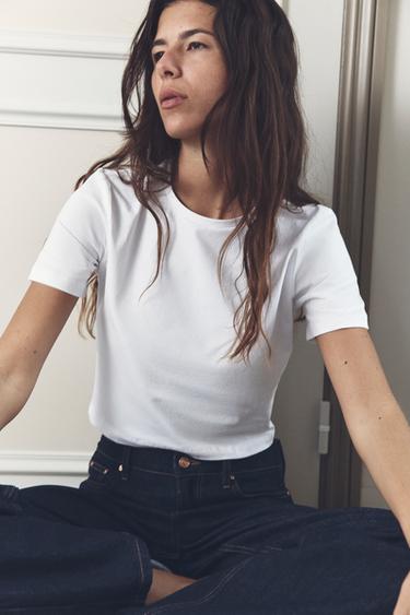 T-SHIRT COURT EXTENSIBLE - Blanc de Zara