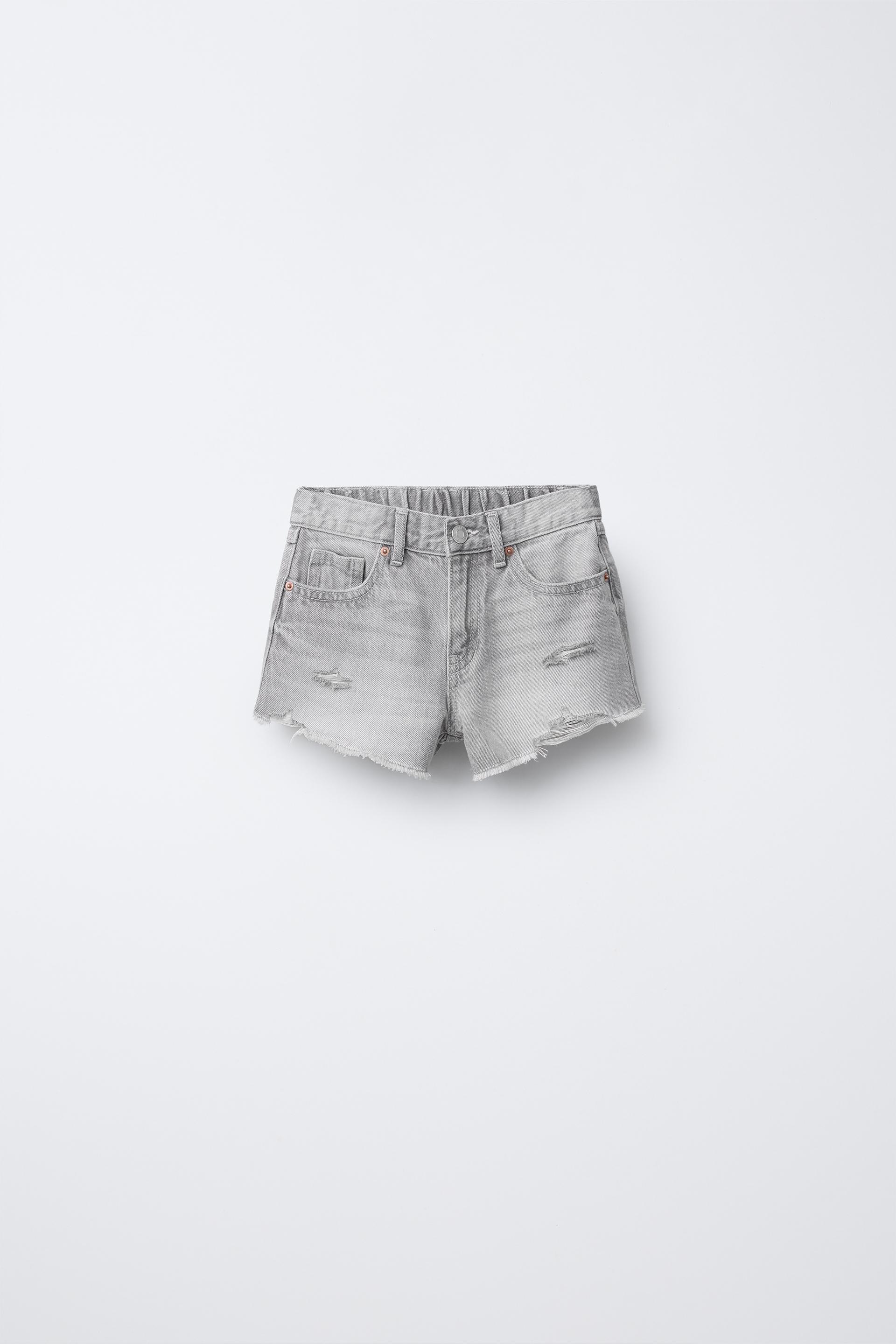 Zara RIPPED DENIM SHORTS INTERNATIONAL SHIPPING