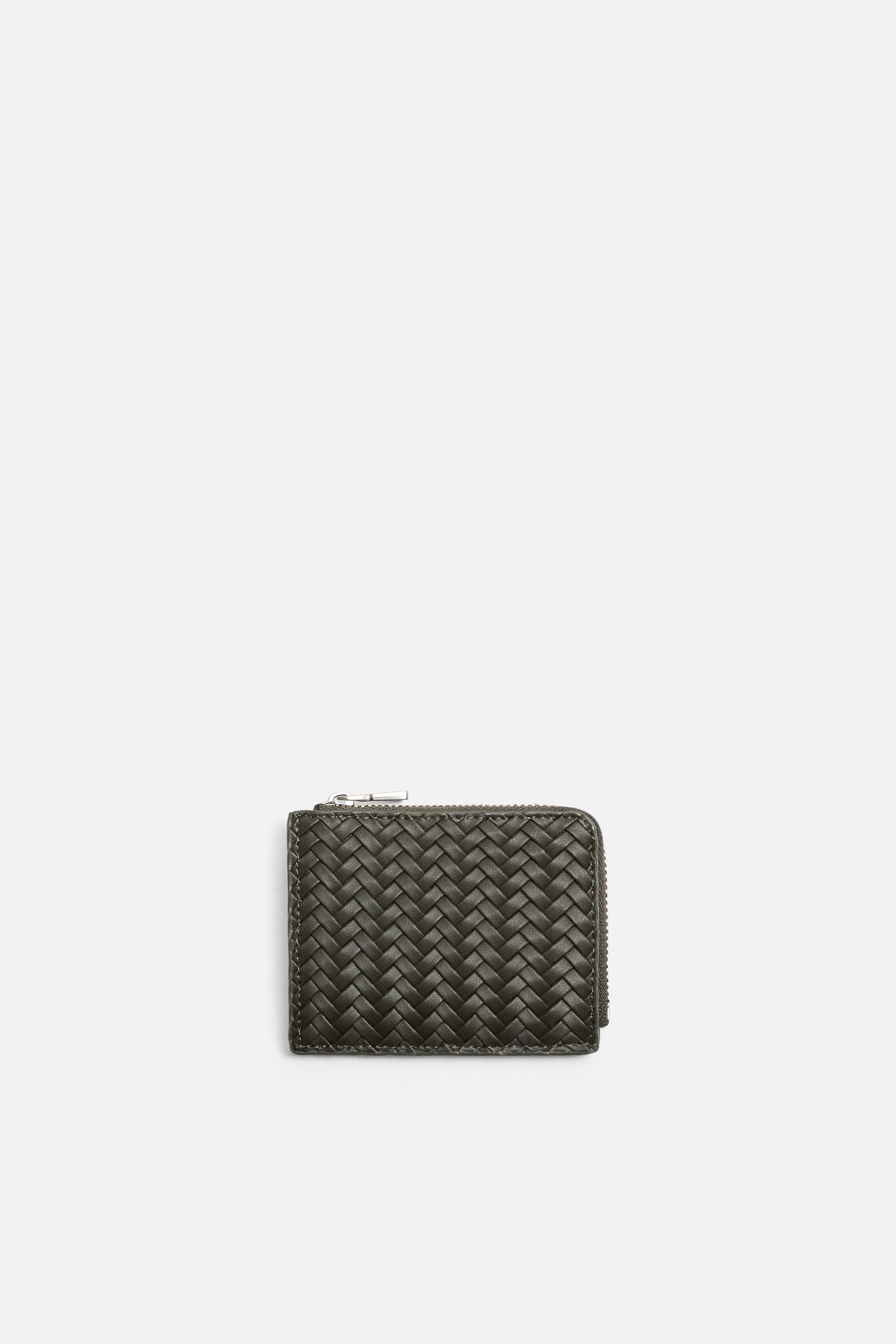 Zara BRAIDED CARD HOLDER WITH ZIPPER INTERNATIONAL SHIPPING