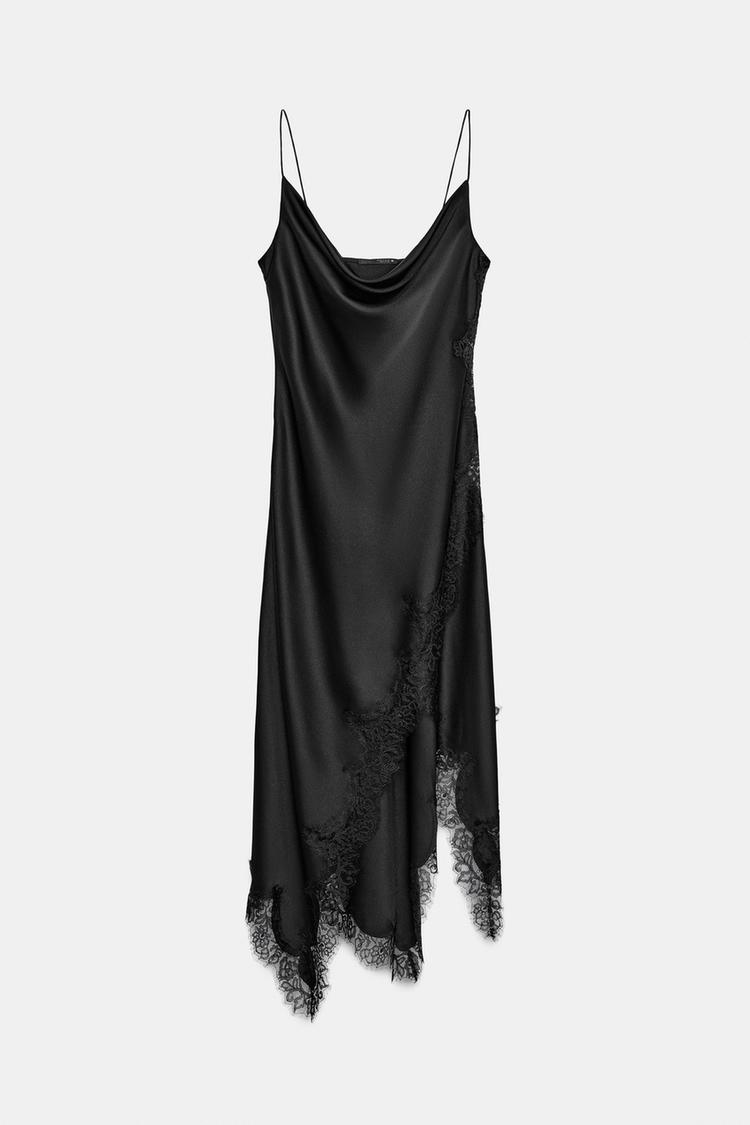 Vestido Satinado Encaje ZW Collection