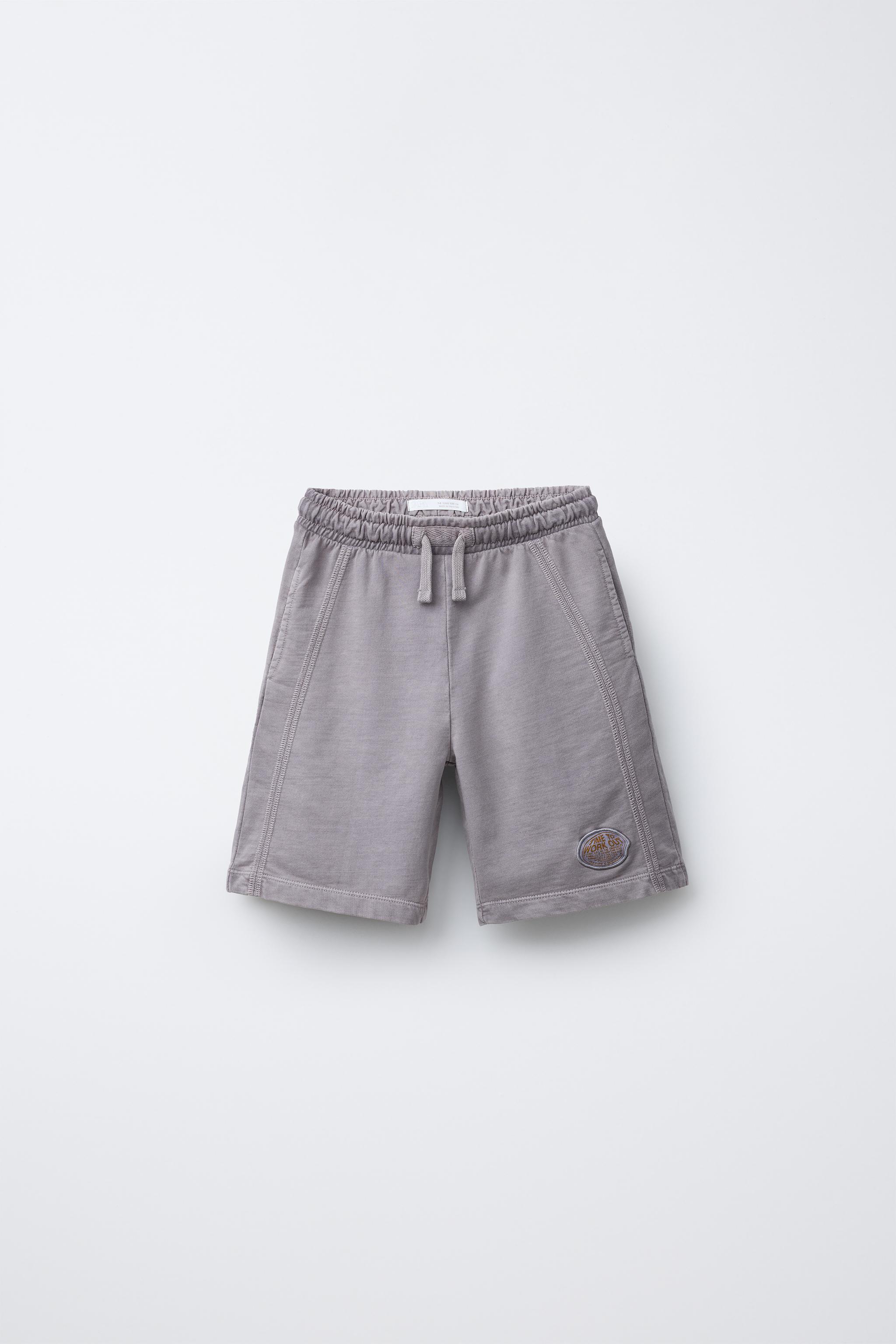 Zara EMBROIDERED LABEL PLUSH SHORTS INTERNATIONAL SHIPPING