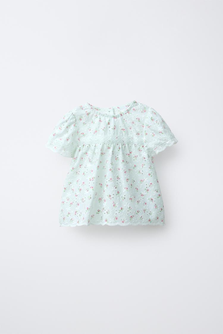 Camisa Bordado Suizo Estampado Flores