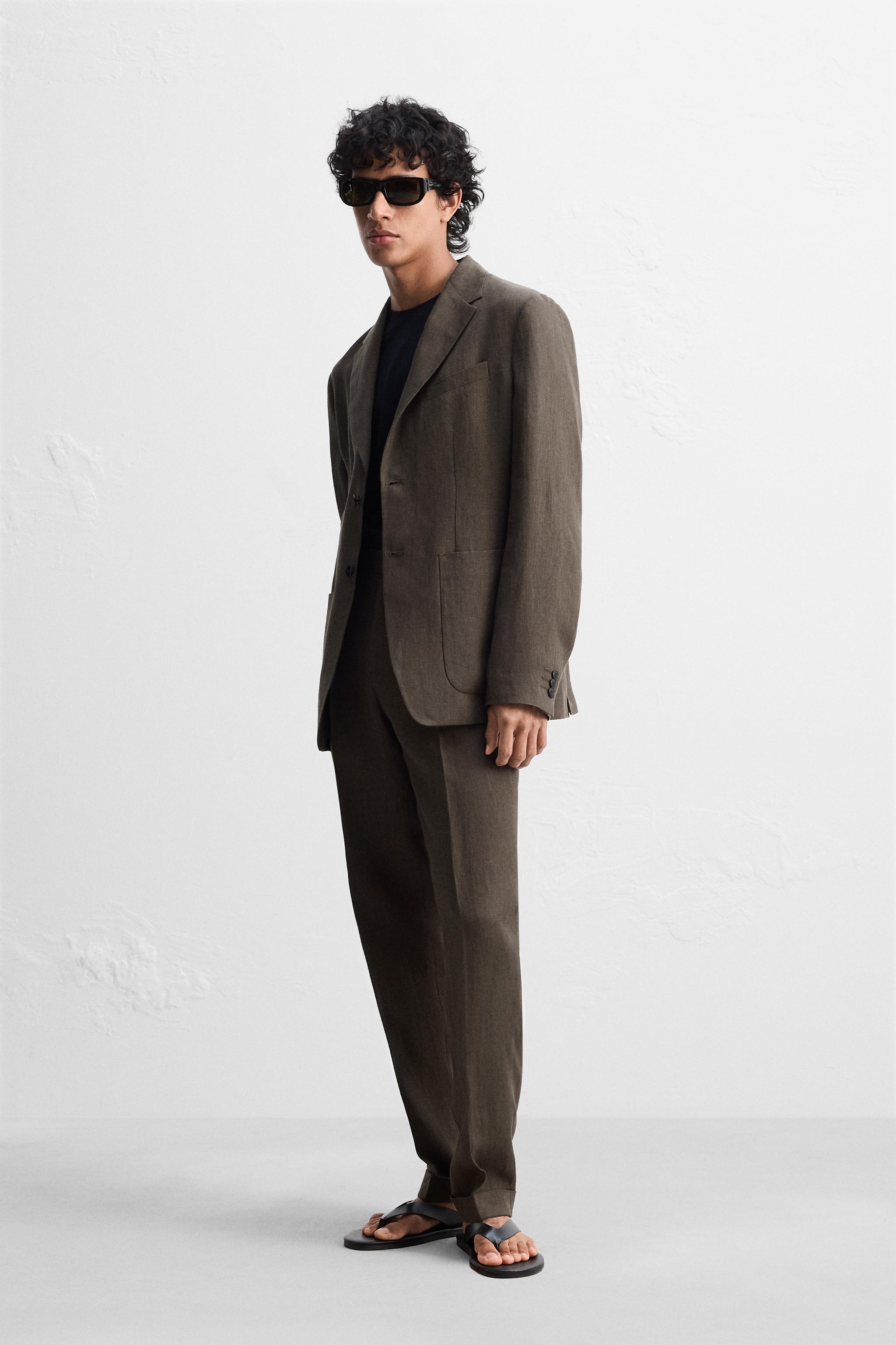 Zara 100% LINEN SUIT JACKET INTERNATIONAL SHIPPING