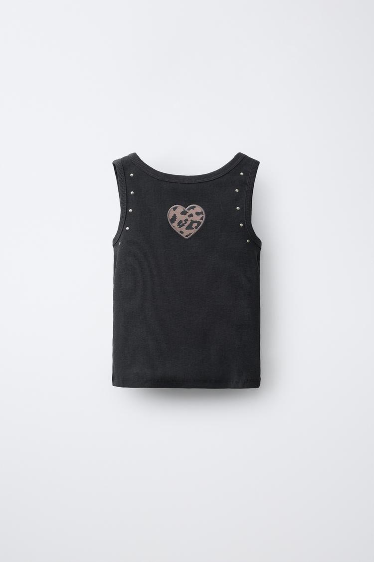 Camiseta Rib Parche Corazón Animal Print