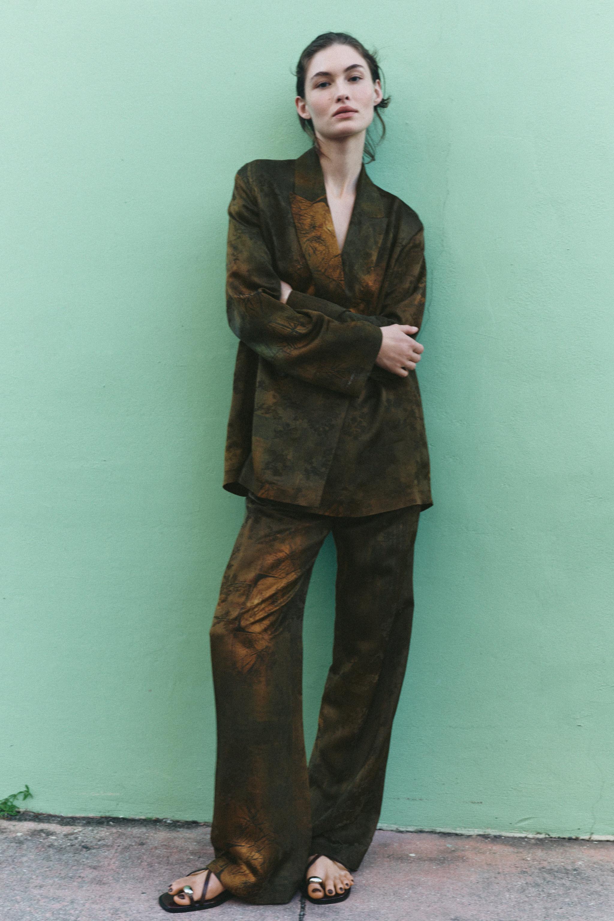 Zara JACQUARD PANTS ZW COLLECTION INTERNATIONAL SHIPPING