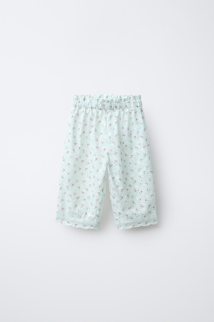 Pantalón Culotte Bordado Suizo Estampado Flroes