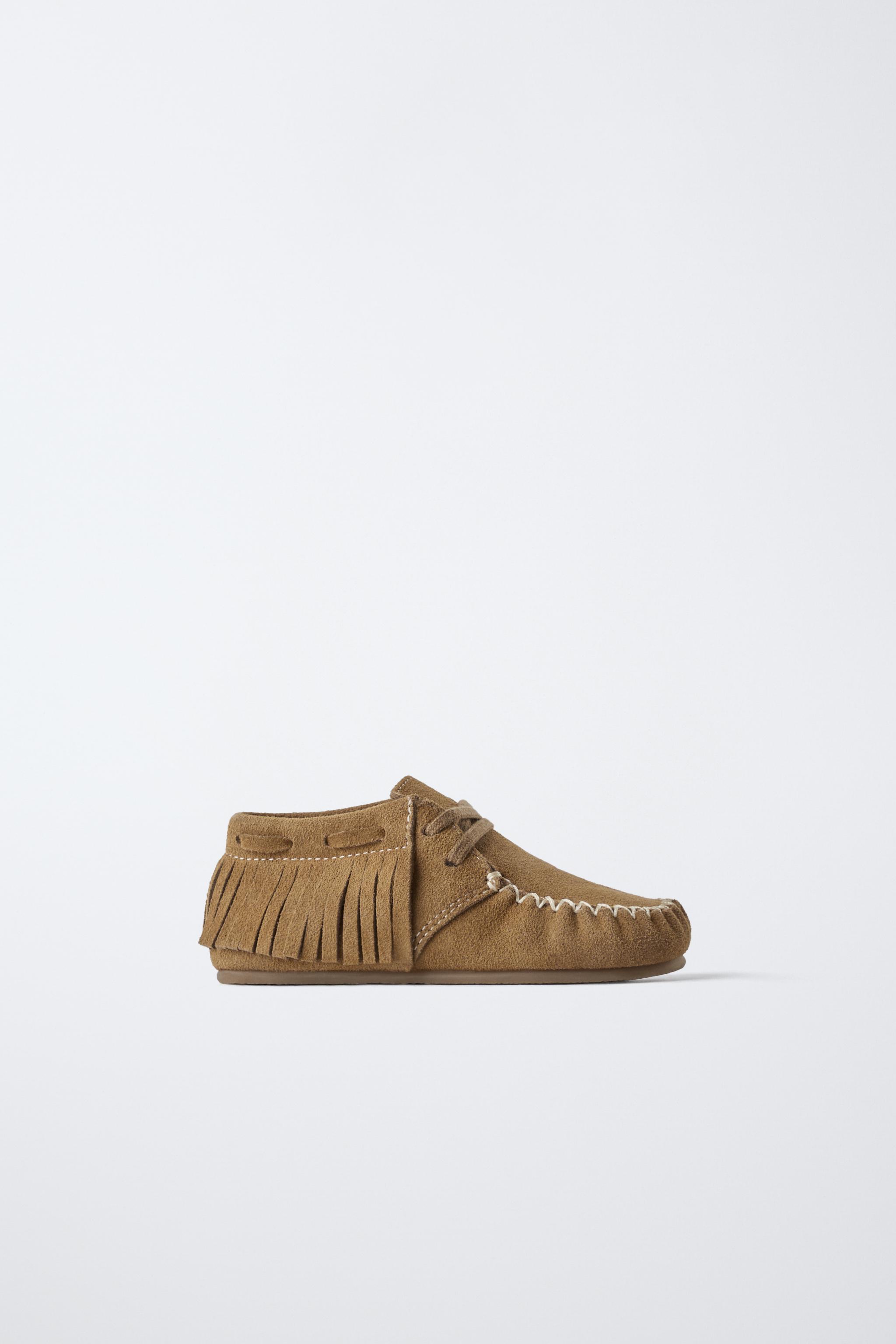 Zara FRINGED LEATHER BOOTS INTERNATIONAL SHIPPING