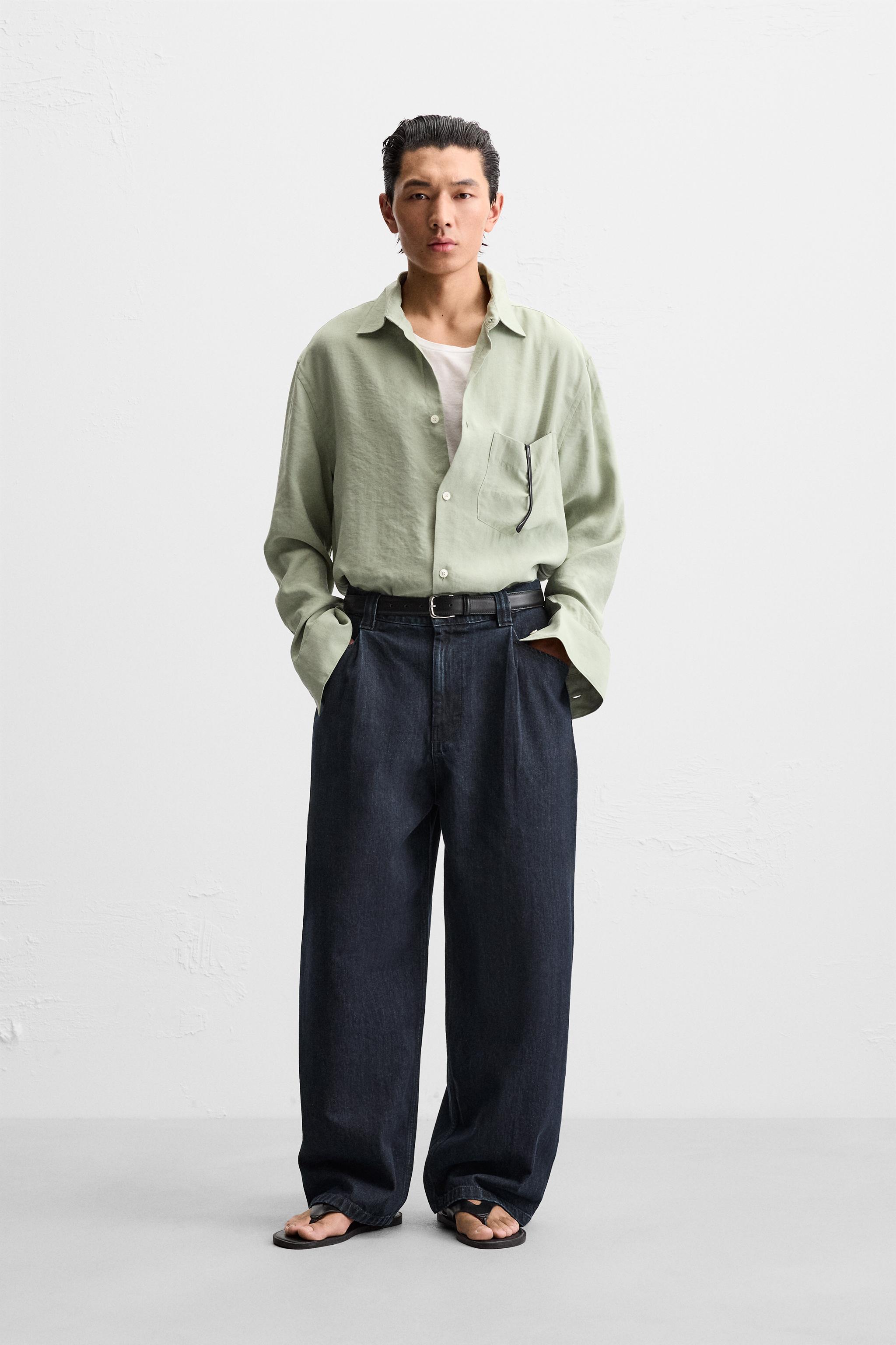 Zara PLEATED WIDE LEG JEANS INTERNATIONAL SHIPPING