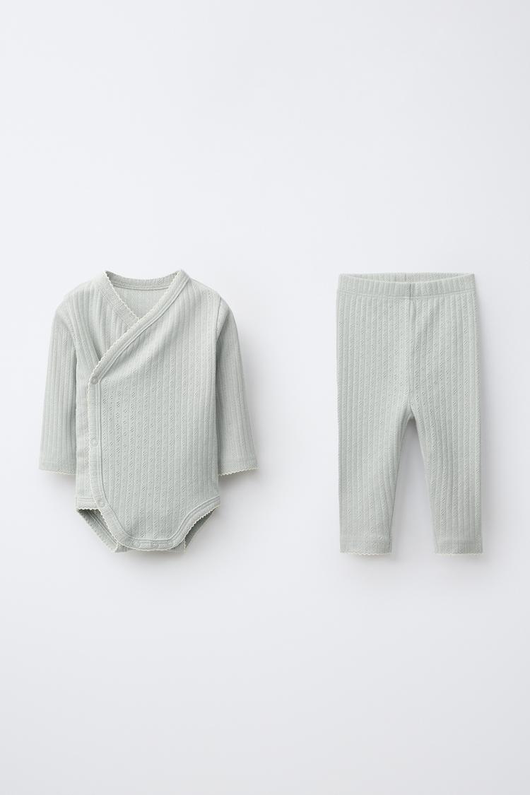 Pack Body Cruzado Y Legging Pointelle Pespuntes
