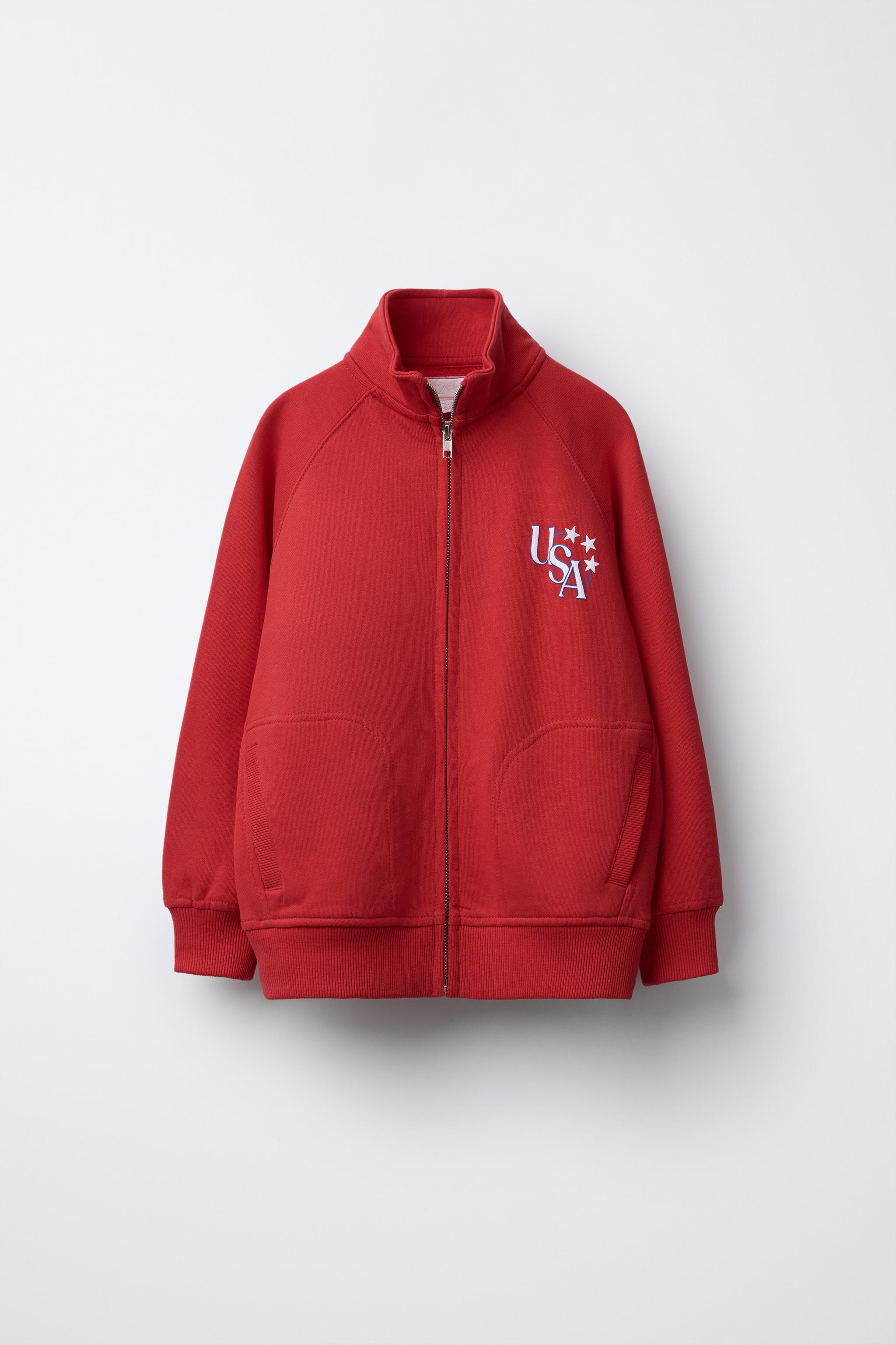 Zara EMBOSSED PRINT ZIP UP SWEATSHIRT INTERNATIONAL SHIPPING