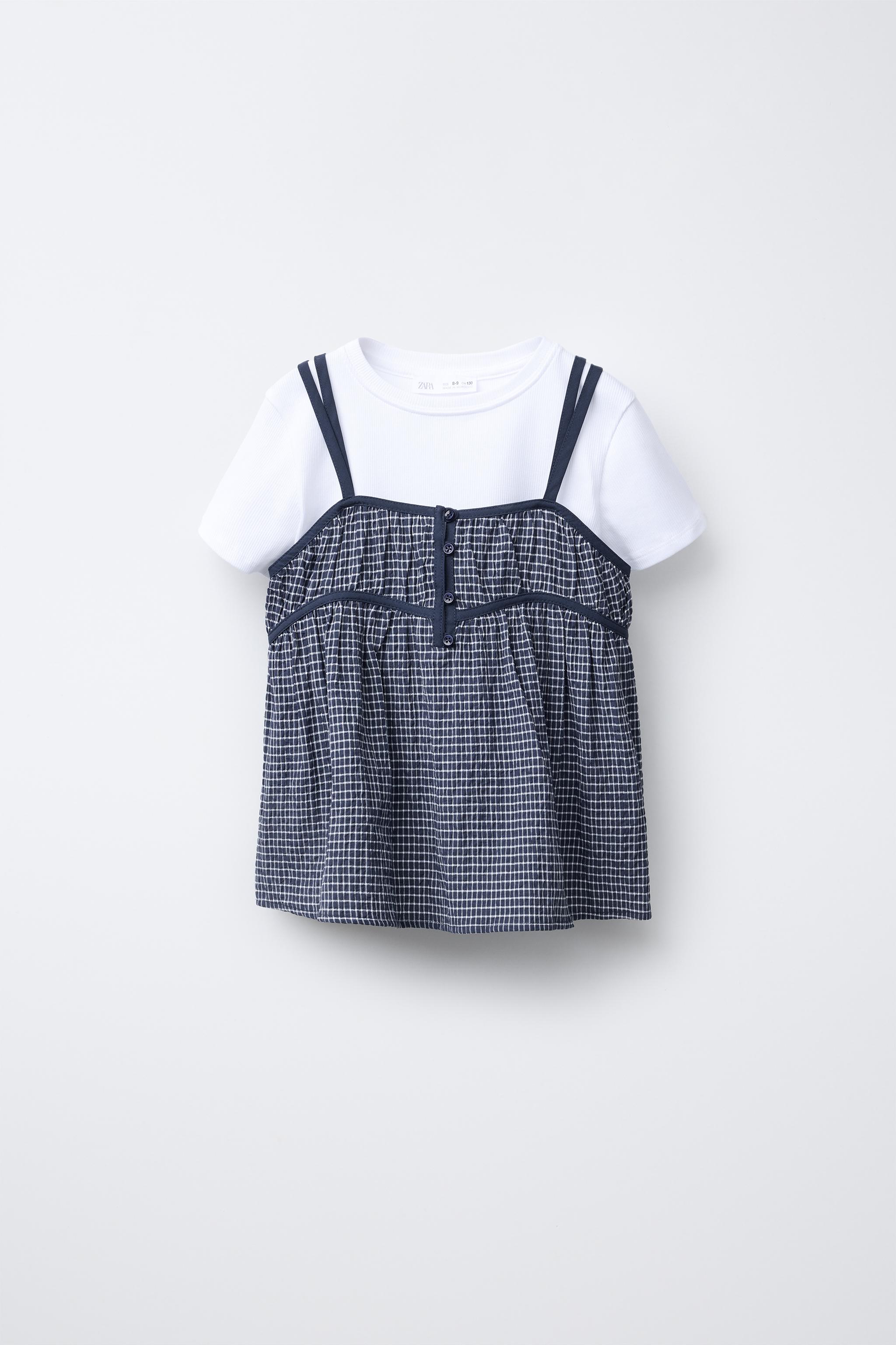 Zara PLAID COMBINATION TOP INTERNATIONAL SHIPPING