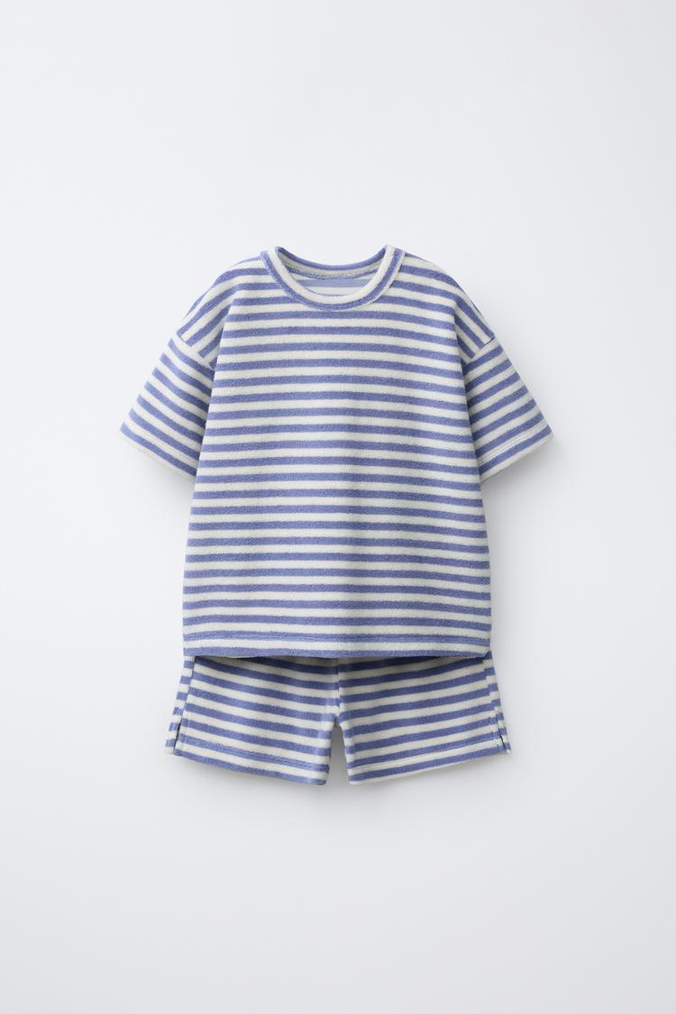 Conjunto Camiseta Y Bermuda Efecto Toalla Rayas