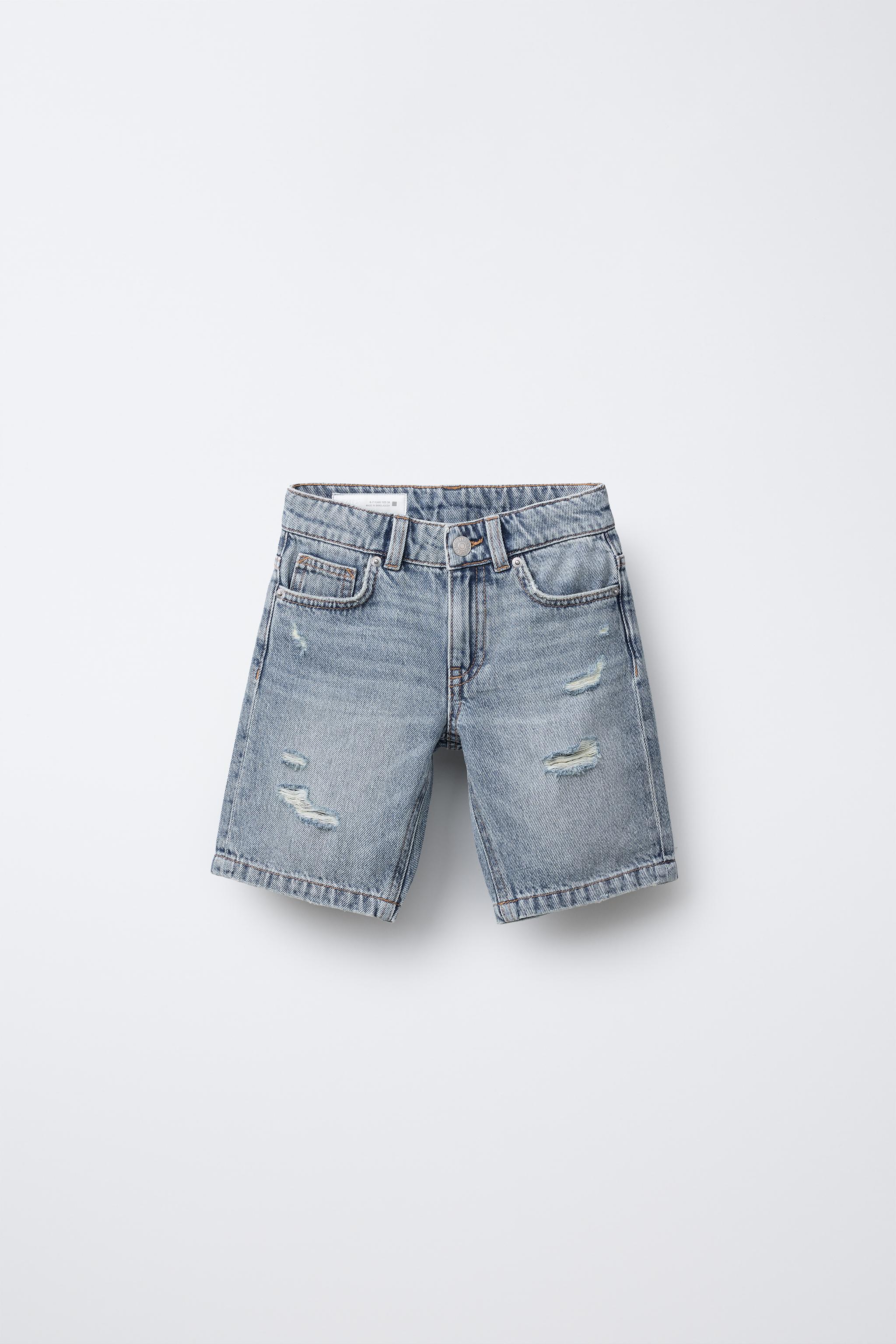 Zara RIPPED ORIGINAL DENIM SHORTS INTERNATIONAL SHIPPING