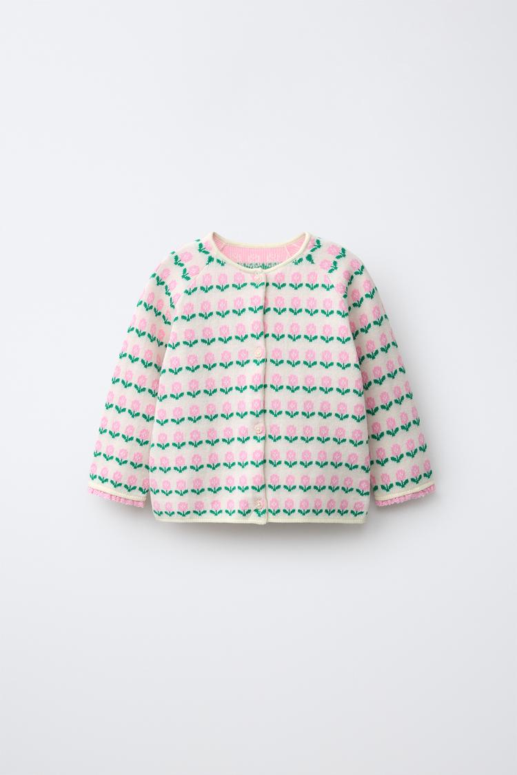 Chaqueta Punto Jacquard Flores