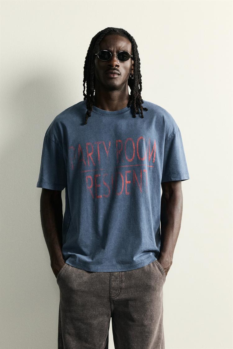 Camiseta Texto Efecto Lavado