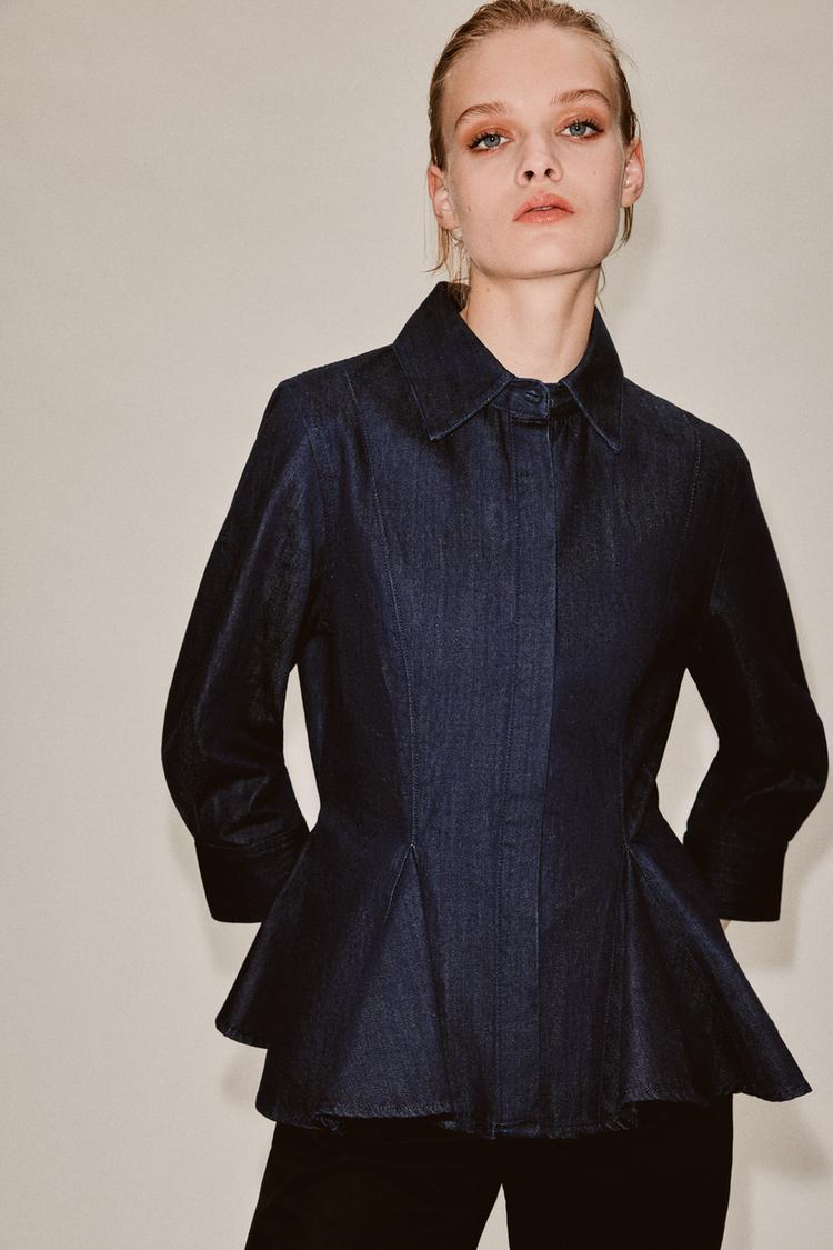 Camisa Denim Peplum ZW Collection