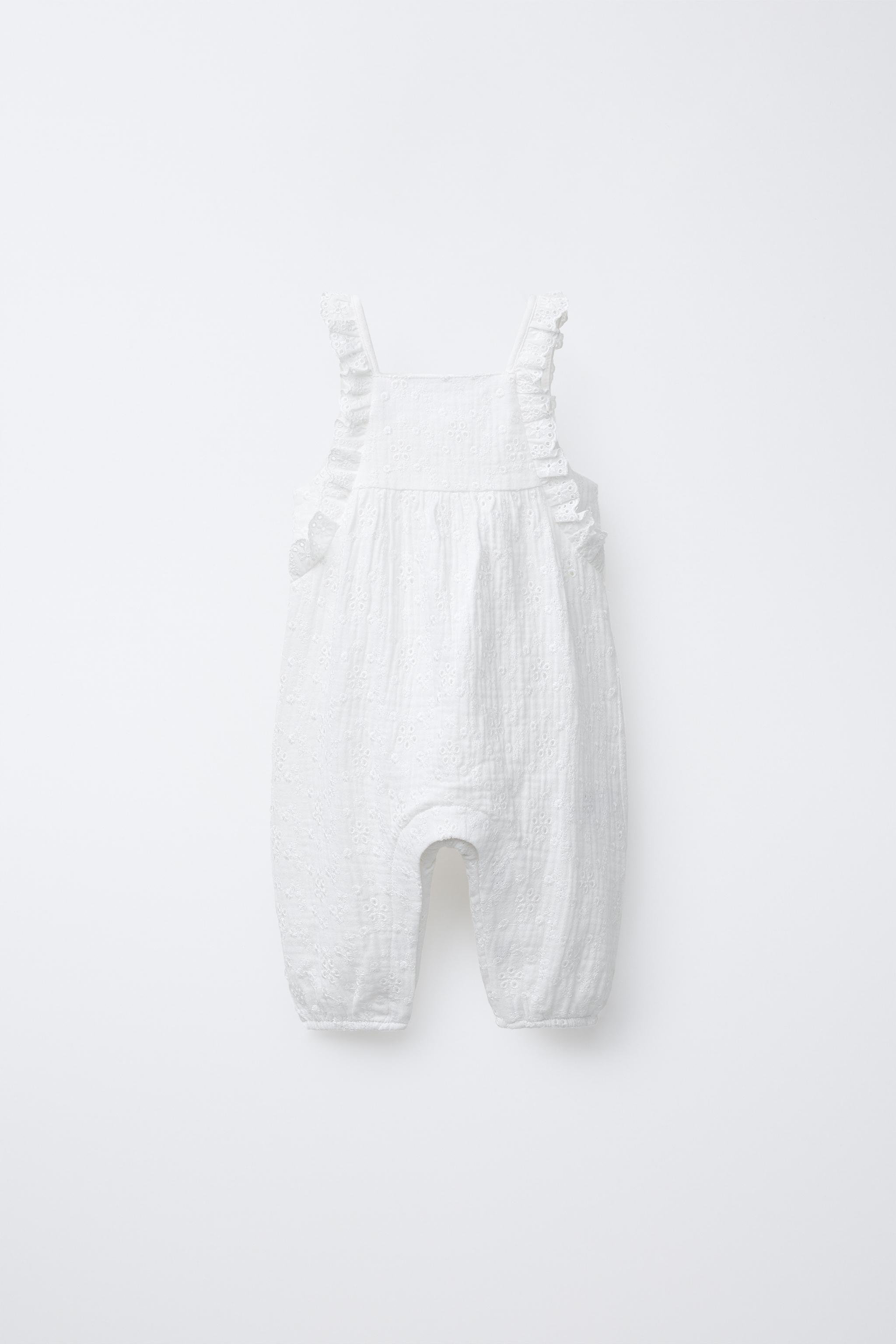 Zara SWISS EMBROIDERED LONG OVERALLS INTERNATIONAL SHIPPING