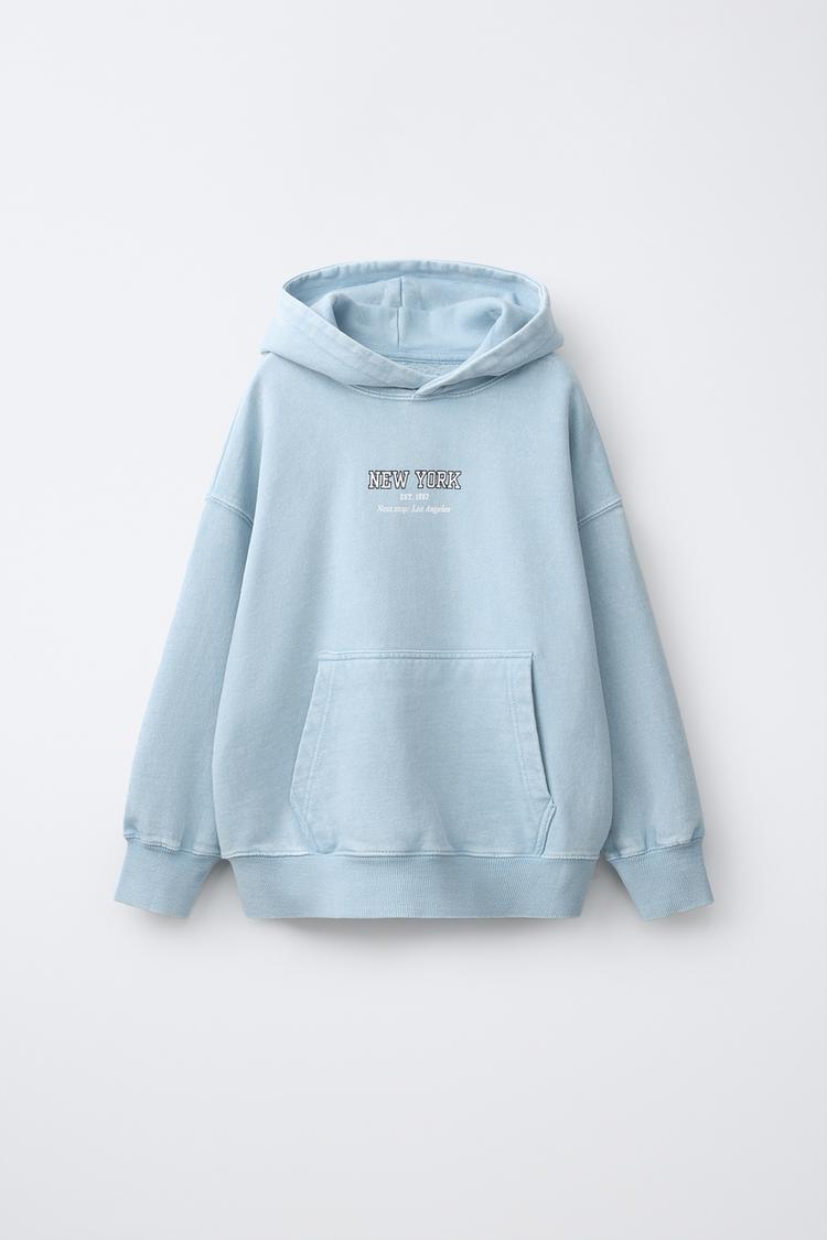 Sudadera Capucha Efecto Lavado Texto