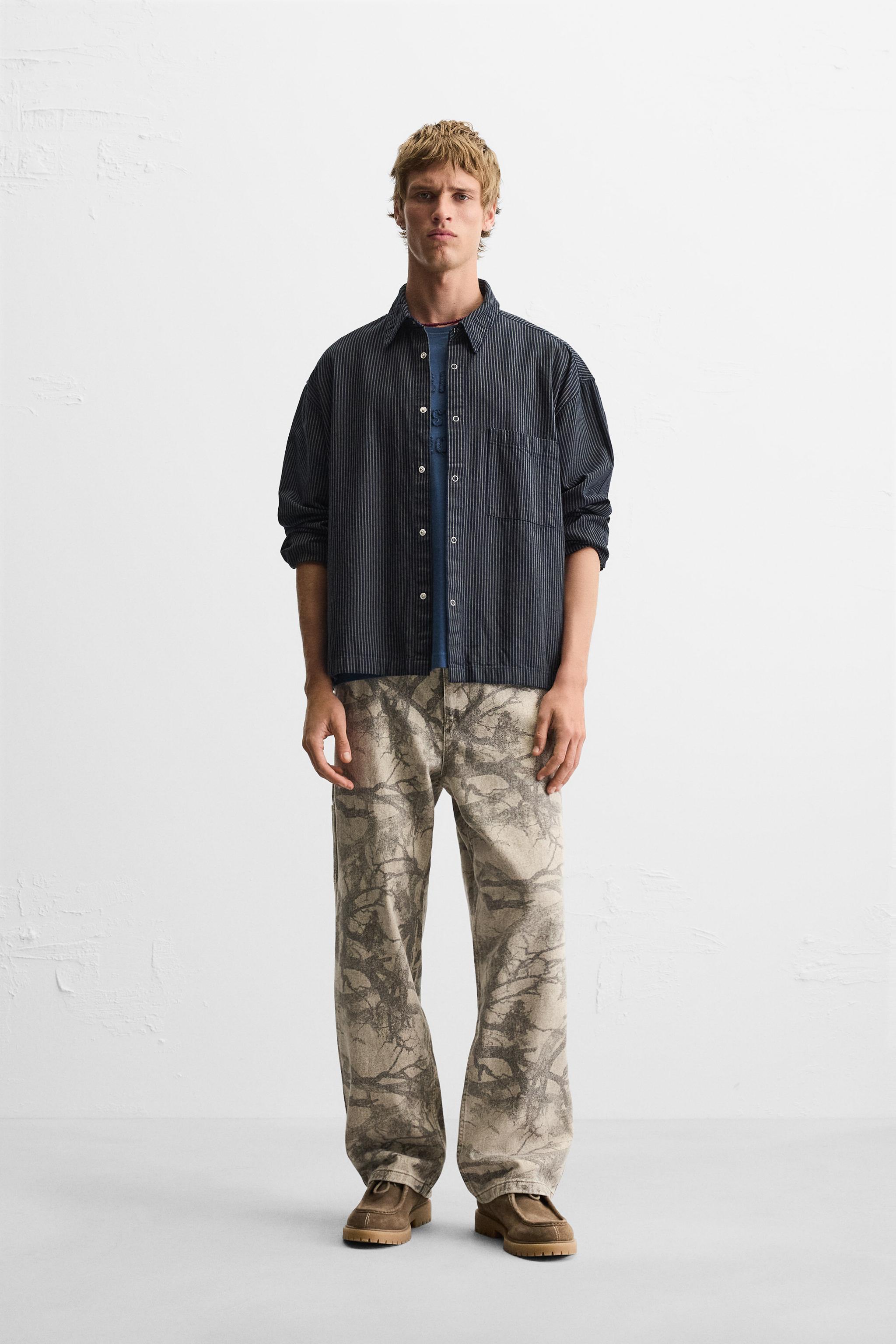 Zara ABSTRACT PRINT CARPENTER PANTS INTERNATIONAL SHIPPING