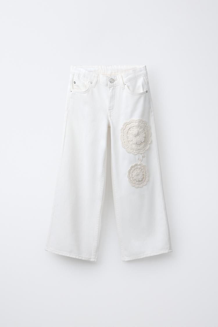 Jeans Wide Leg Flores Crochet