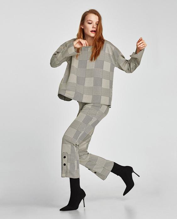 Image 3 of CHECKED TROUSERS WITH SNAP BUTTONS from Zara