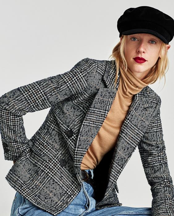 Immagine 4 di GIACCA INCROCIATA A QUADRI di Zara