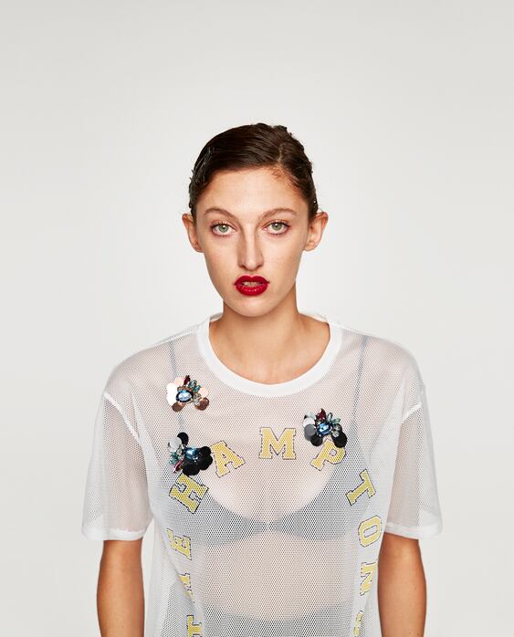 MESH T-SHIRT WITH GEMS