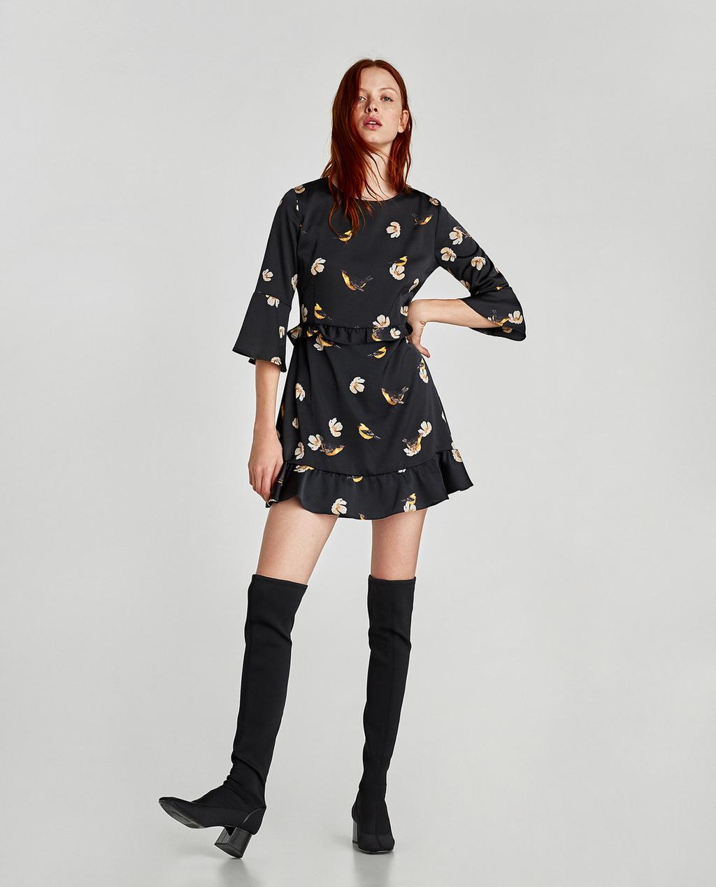 Image 1 of DRESS WITH FRILLED WAIST from Zara