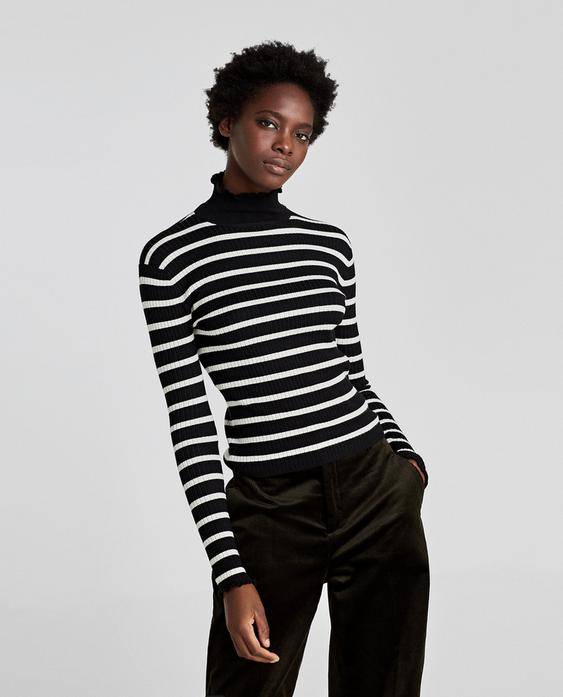 Image 2 of RIBBED SWEATER WITH SCALLOPED DETAIL from Zara