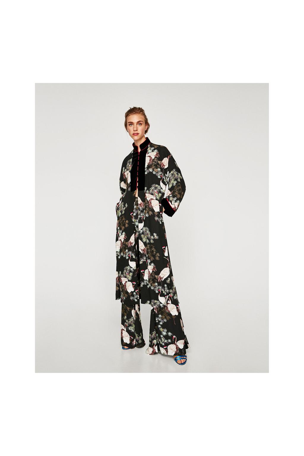 LONG CONTRASTING KIMONO