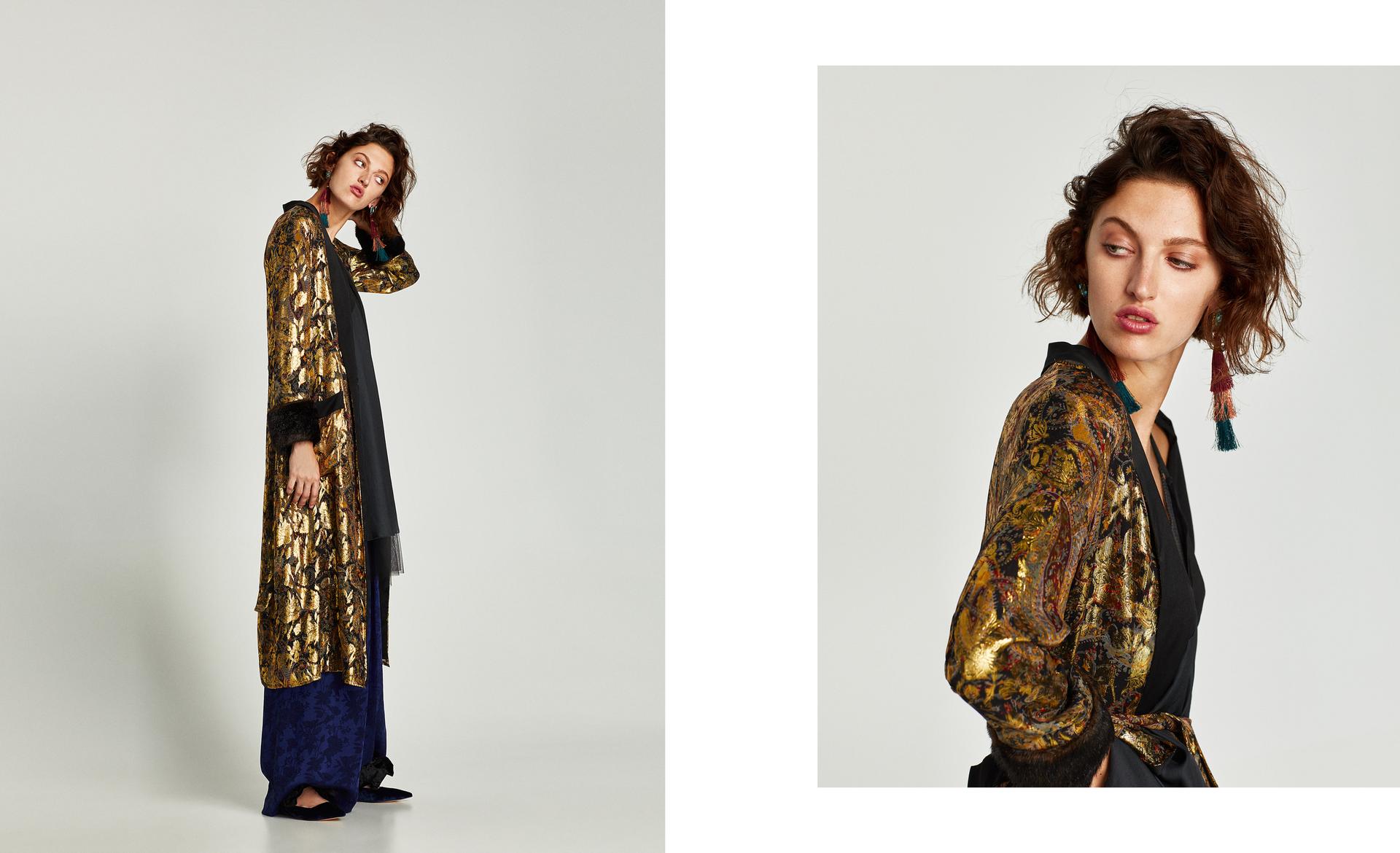 SHINY SILK JACQUARD KIMONO