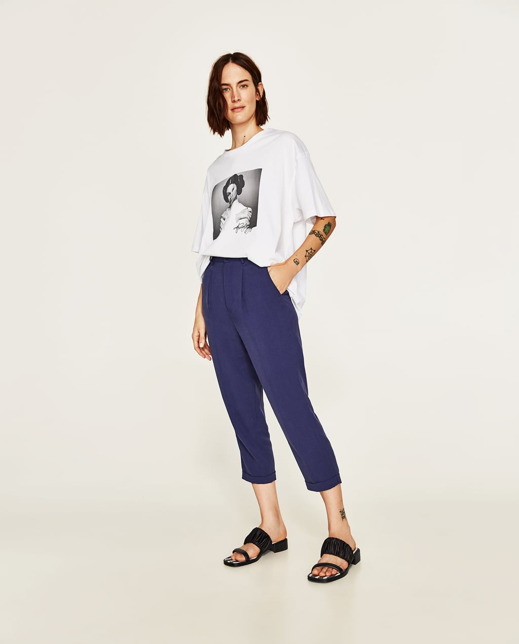 Image 2 of CROPPED TROUSERS WITH STRETCH WAIST from Zara | Spring ...