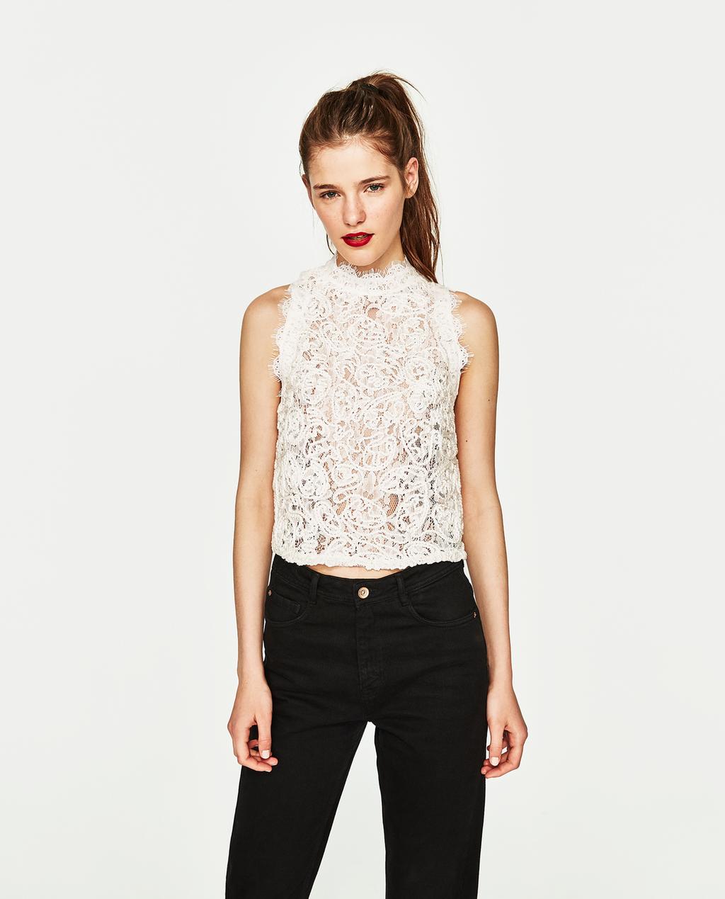 EMBROIDERED LACE BLOUSE - Lace | Tulle-TOPS-WOMAN | ZARA United States EMBROIDERED LACE BLOUSE - Lace | Tulle-TOPS-WOMAN | ZARA United States