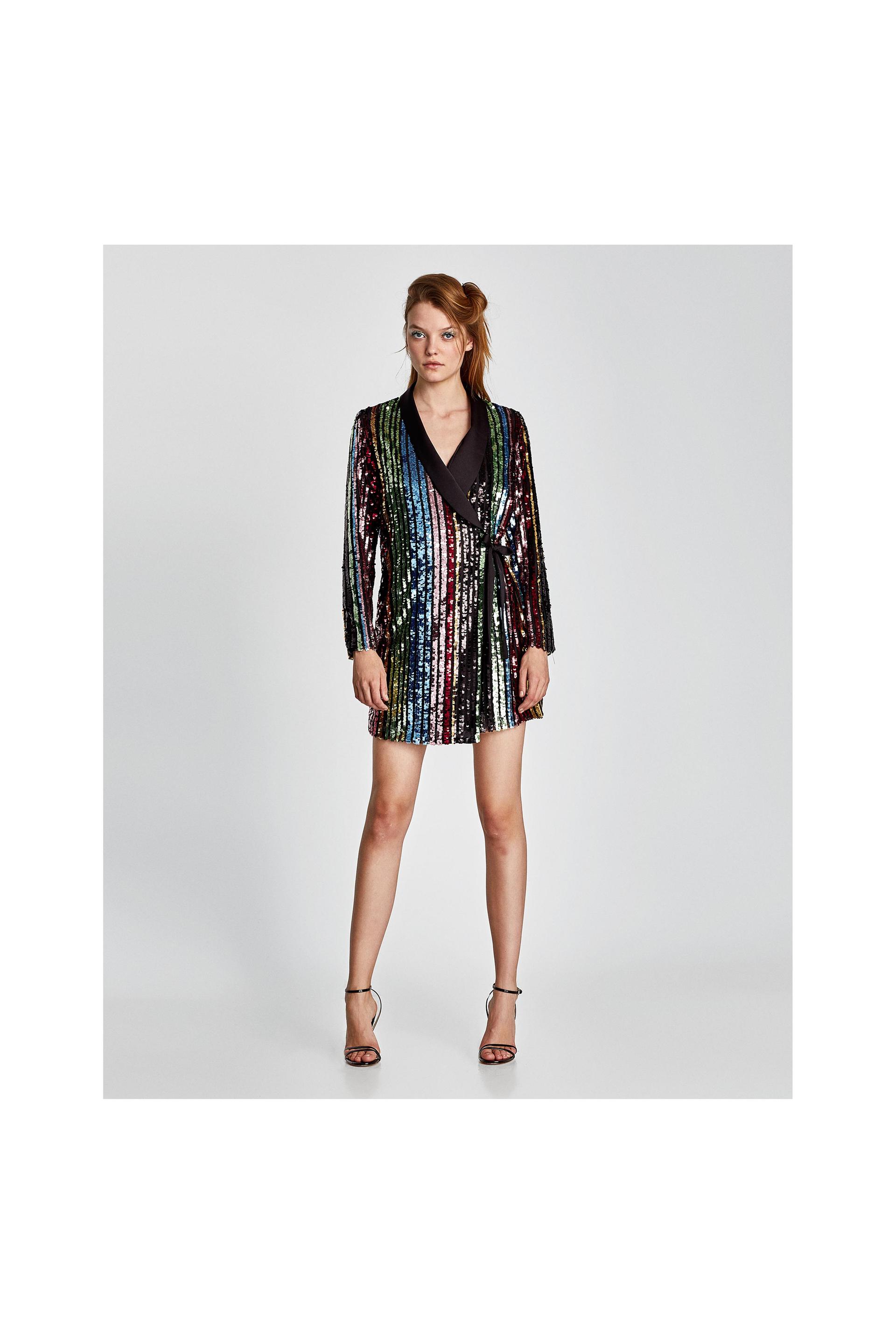 VESTIDO CRUZADO LENTEJUELA MULTICOLOR