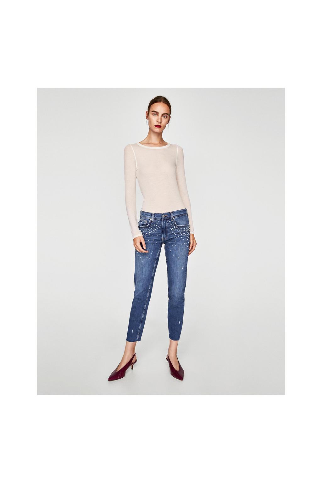 Zdjęcie 1 JEANS THE SLIM BOYFRIEND PEARLS z Zara
