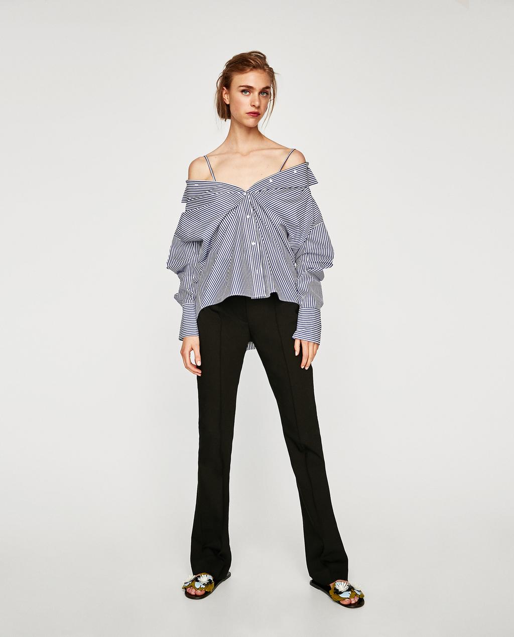 ストライプ柄マルチウェイシャツ