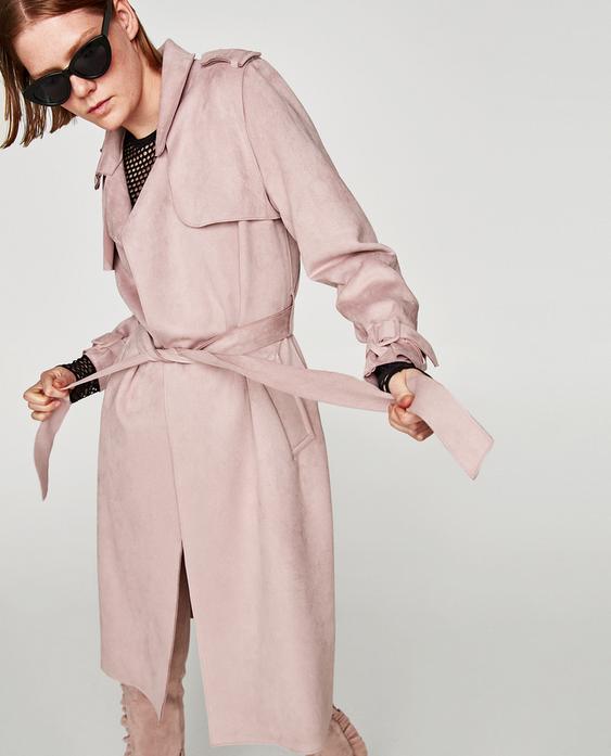 FAUX SUEDE TRENCH COAT - Available in more colours