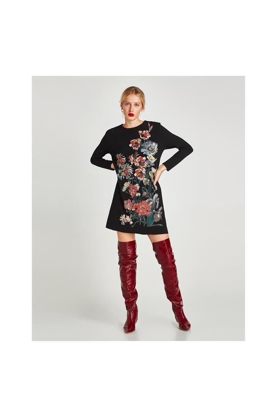 Image 1 of PRINTED RUBBERISED DRESS from Zara