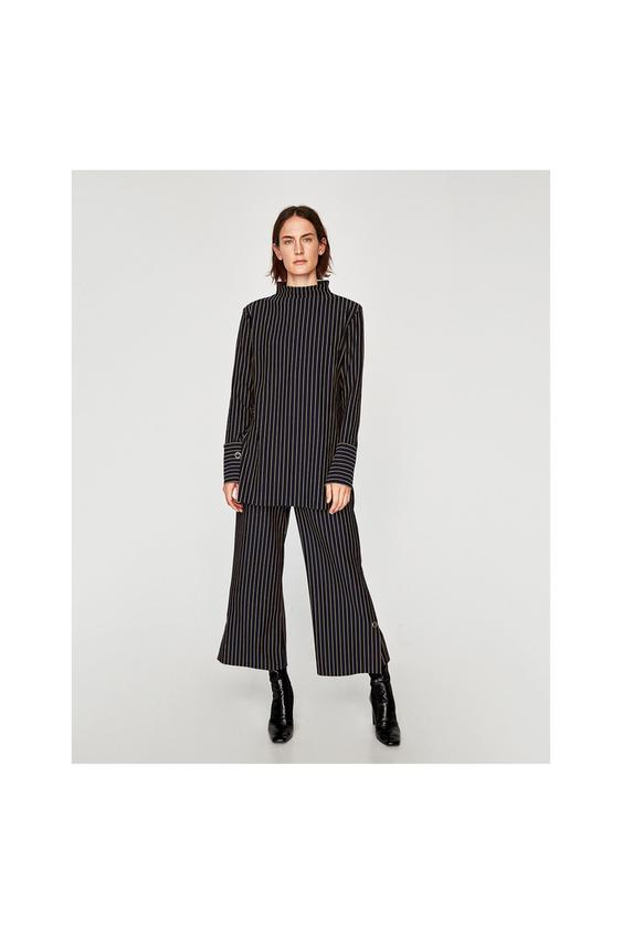 Image 1 of HIGH NECK T-SHIRT WITH CUFFS DETAIL from Zara