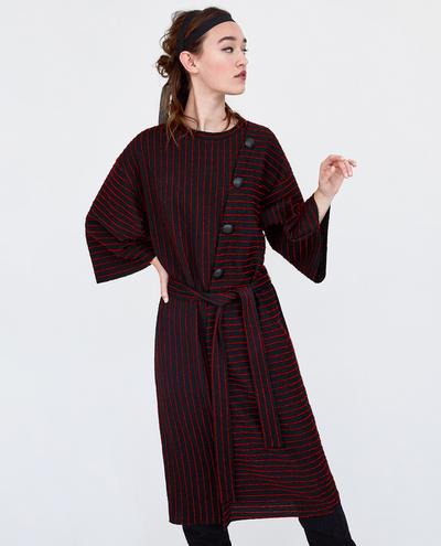 Image 2 of STRIPED DRESS WITH BUTTON DETAIL from Zara