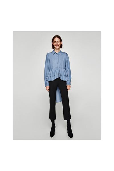 Image 1 of ASYMMETRIC DENIM SHIRT from Zara